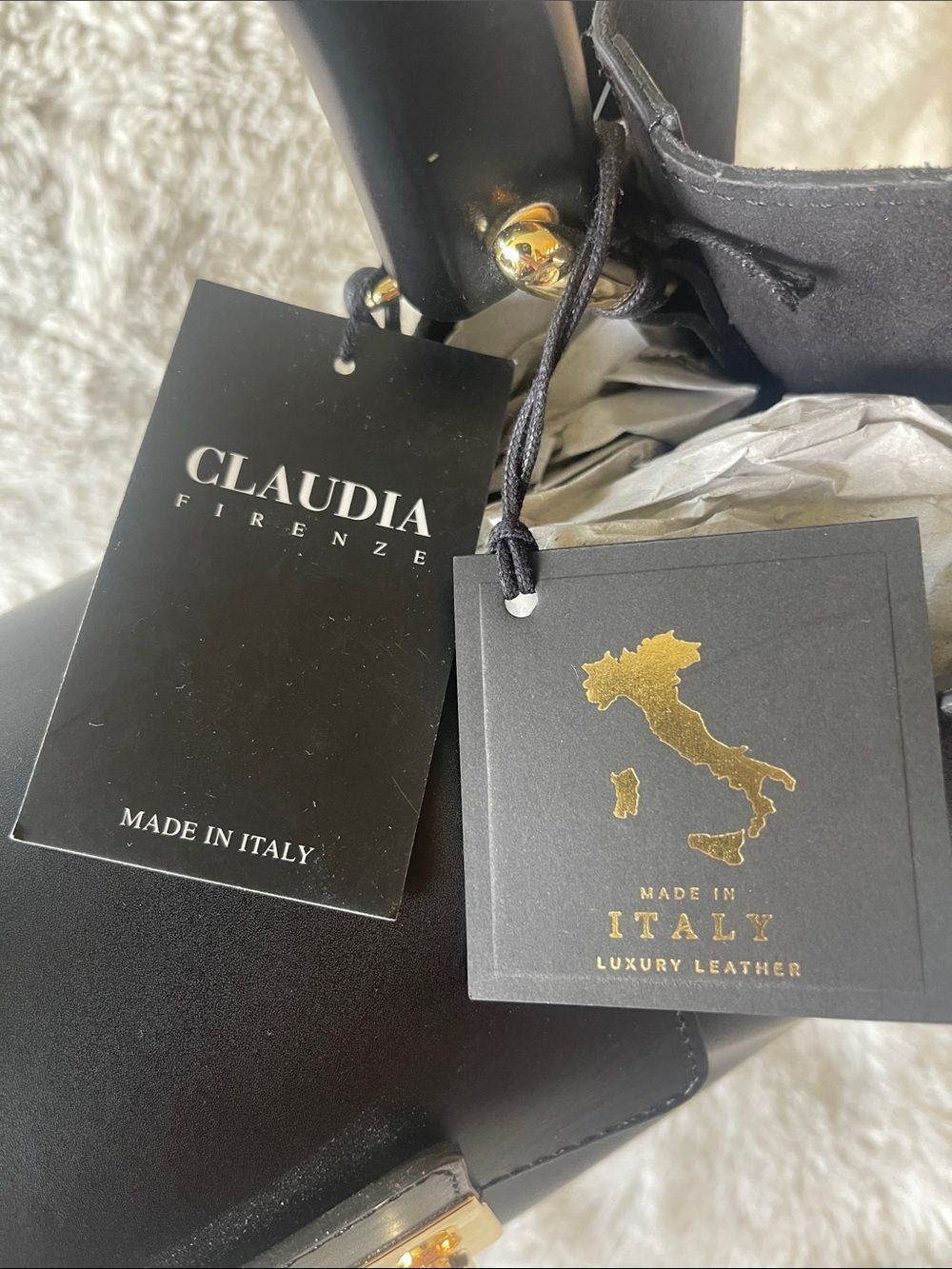 Claudia Firenze - Isadora Black Chamois Women Handbag - Genuine Leather & Suede - Picture 6 of 12
